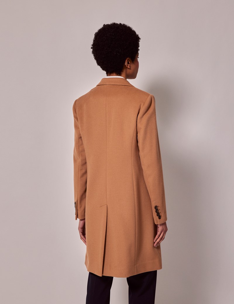 Women S Camel Single Breasted Wool Overcoat Hawes Curtis