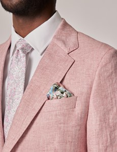 Men S Pink Herringbone Linen Tailored Fit Italian Suit