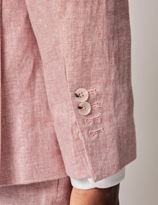 Men S Pink Herringbone Linen Tailored Fit Italian Suit