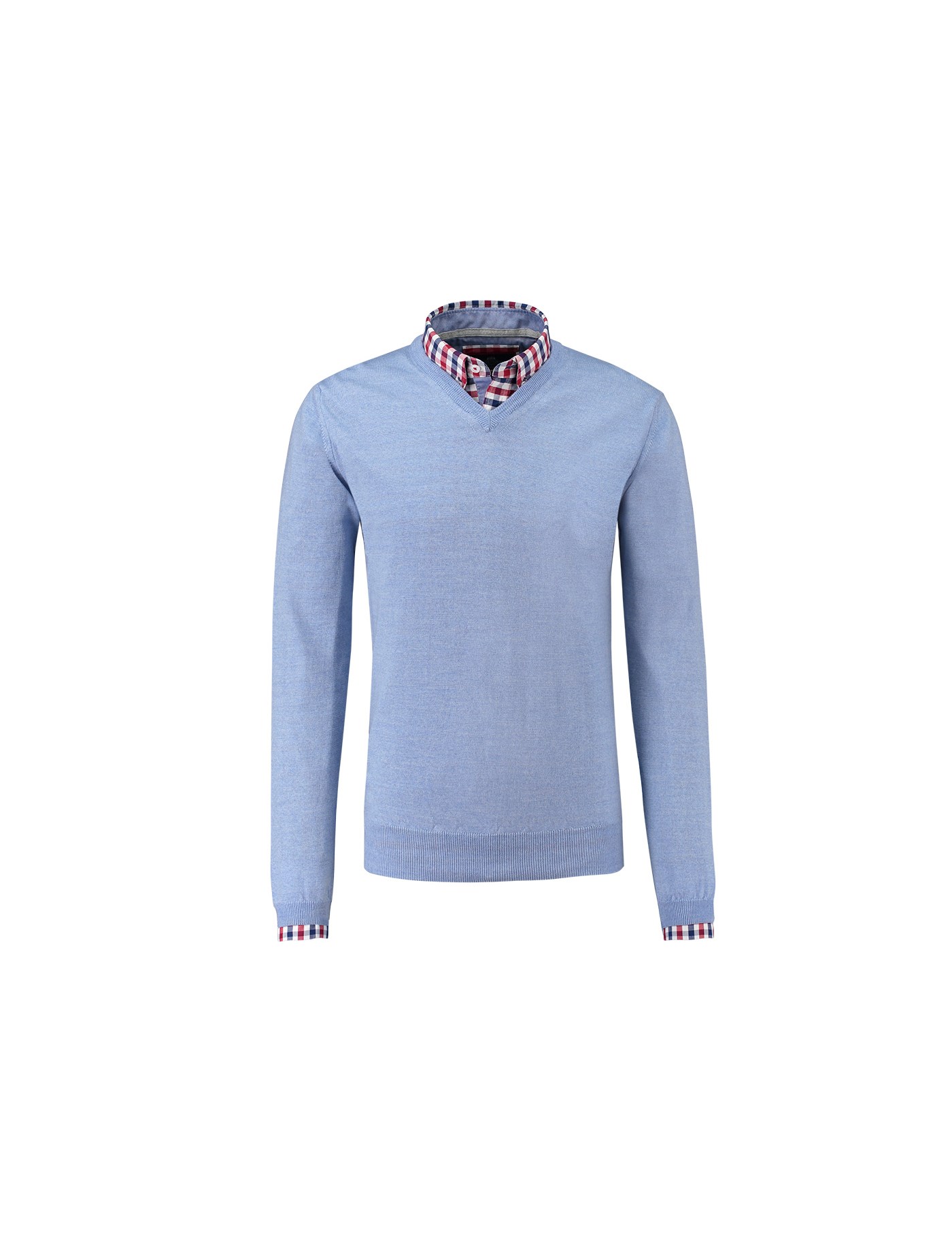 Men S Light Blue Slim Fit V Neck Merino Wool Sweater Hawes Curtis