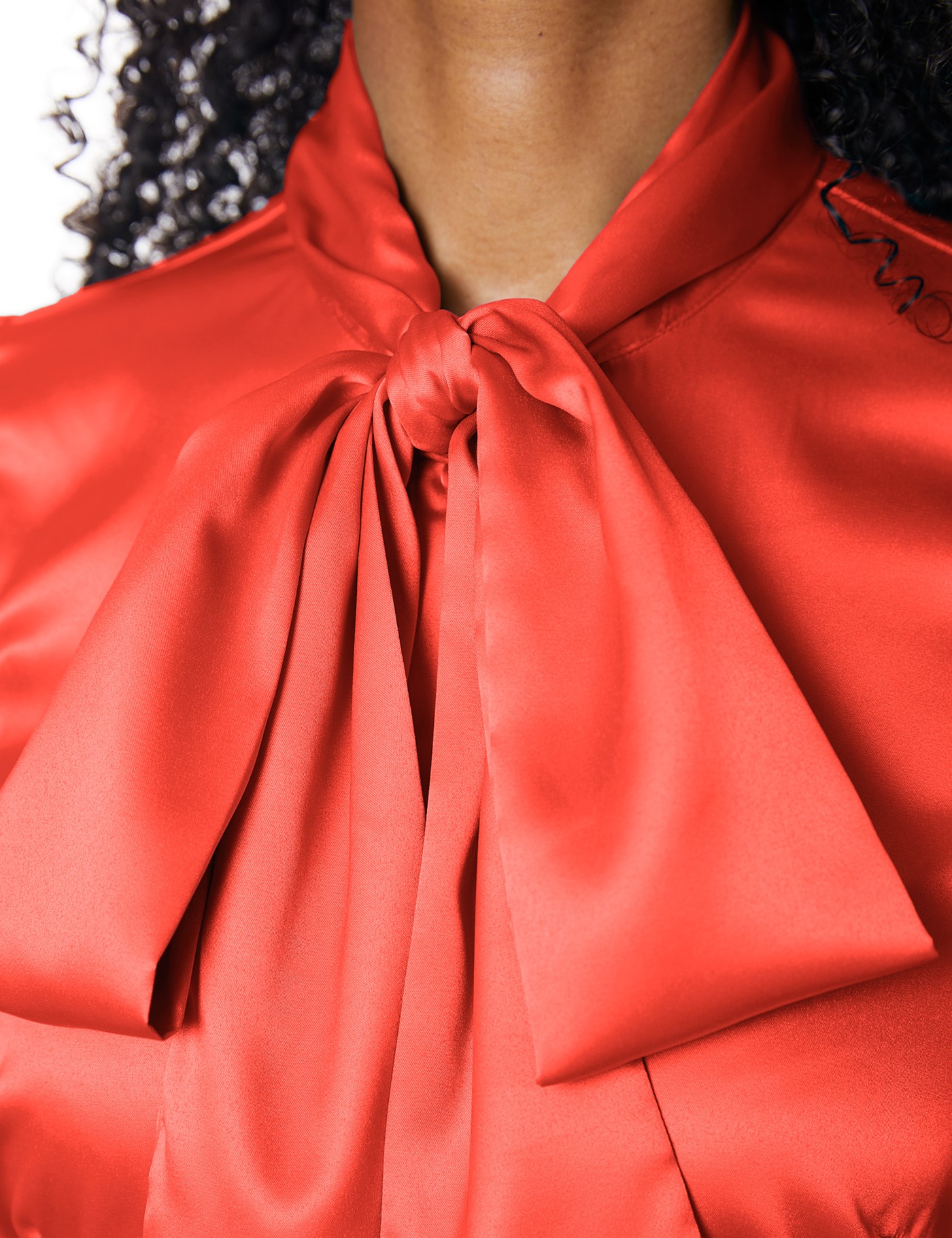 Women S Paprika Fitted Luxury Satin Blouse Pussy Bow Hawes Curtis