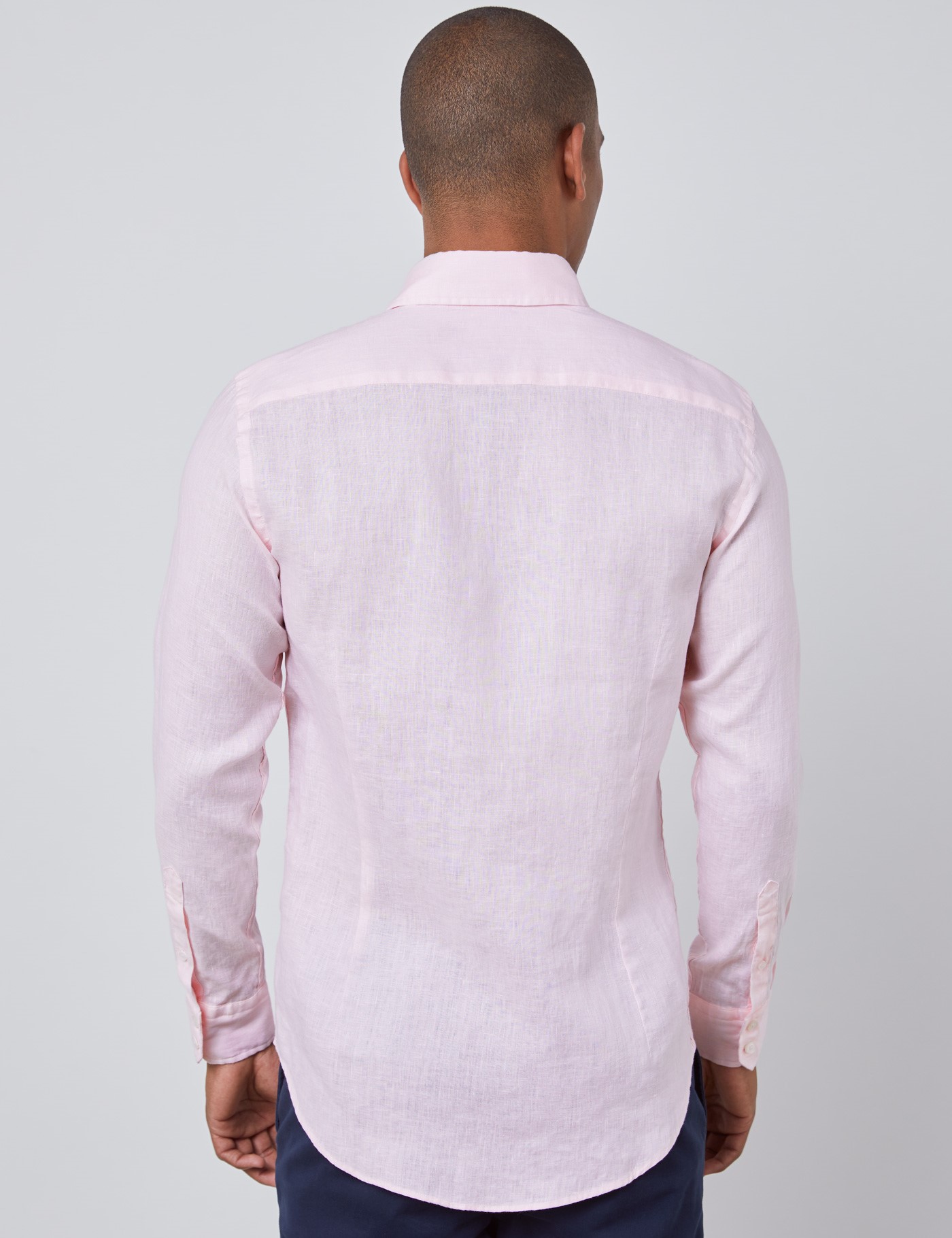 Men S Pink Slim Fit Linen Shirt Single Cuff Hawes Curtis