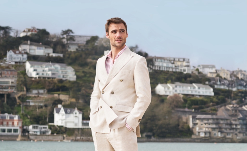 Men's Linen Cream Suits | Hawes and Curtis