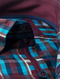 Men's Curtis Blue & Pink Brandon Plaid Relaxed Slim Fit Shirt – Button Down Collar 