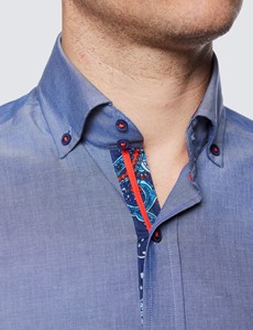 Men's Curtis Dark Blue Relaxed Slim Fit Shirt – Button Down Collar 