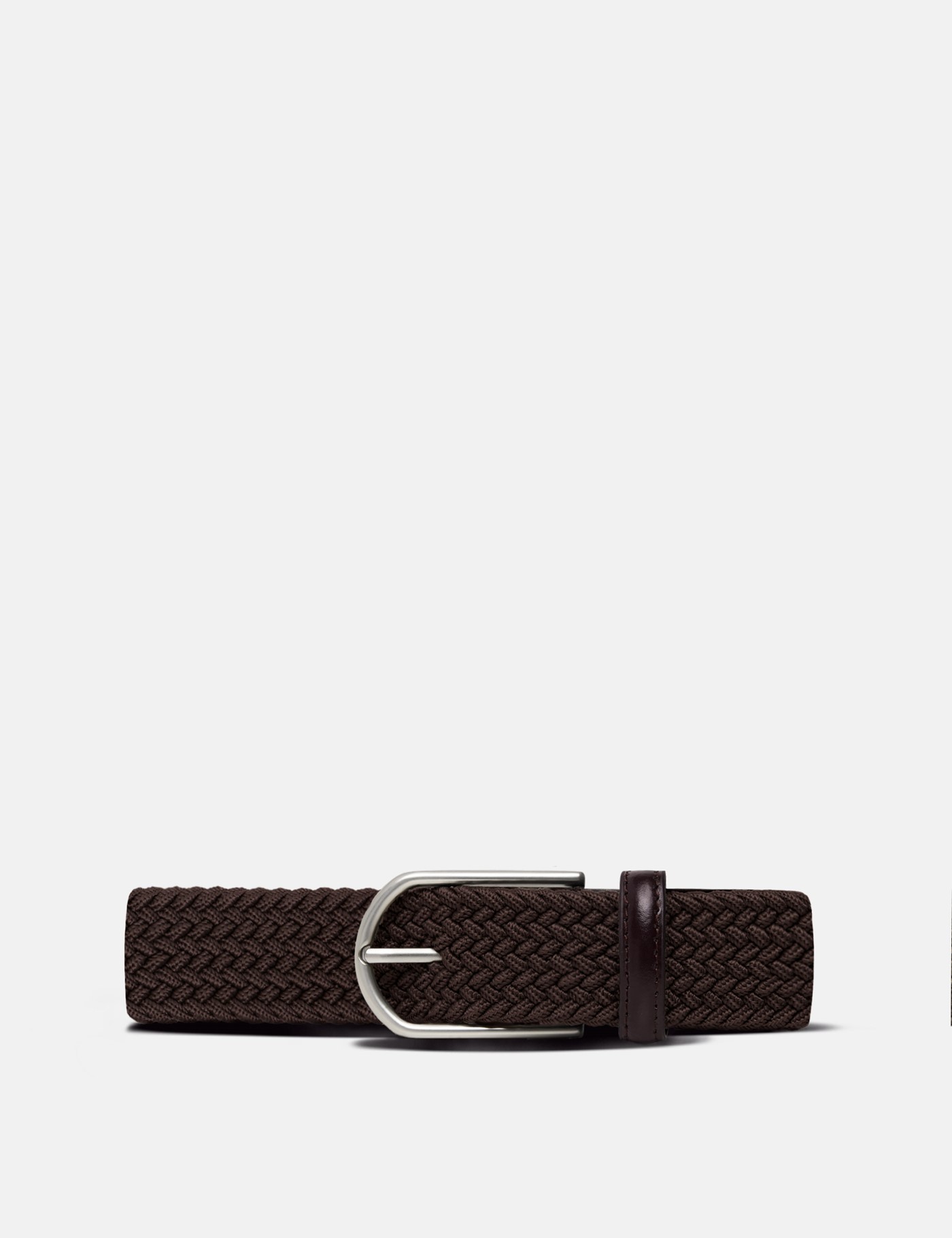 & Chocolate Brown Plaited Belt 42