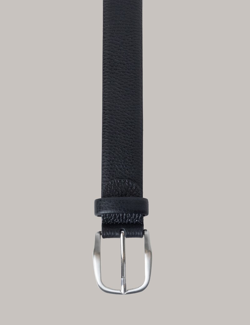 Men's Black Textured Leather Belt