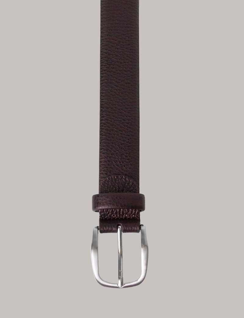 Men's Burgundy Textured Leather Belt