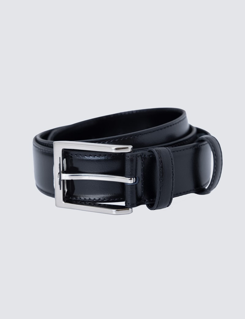 Buy Men Black Solid Genuine Leather Belt Online - 721528