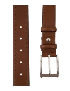 Men's Tan Leather Belt With Edge Punched Out | Hawes & Curtis