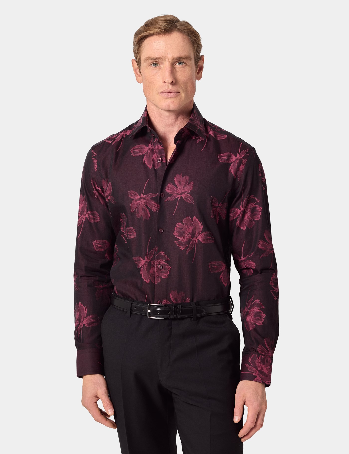 & Dark Jacquard Floral Shirt Long