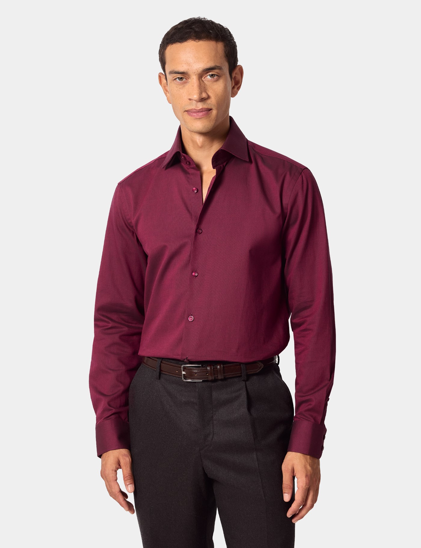 & Slim Fit Dark Jacquard Shirt Long
