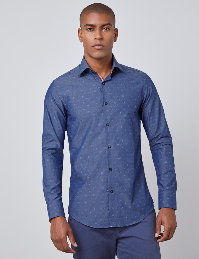 dark blue denim casual shirt