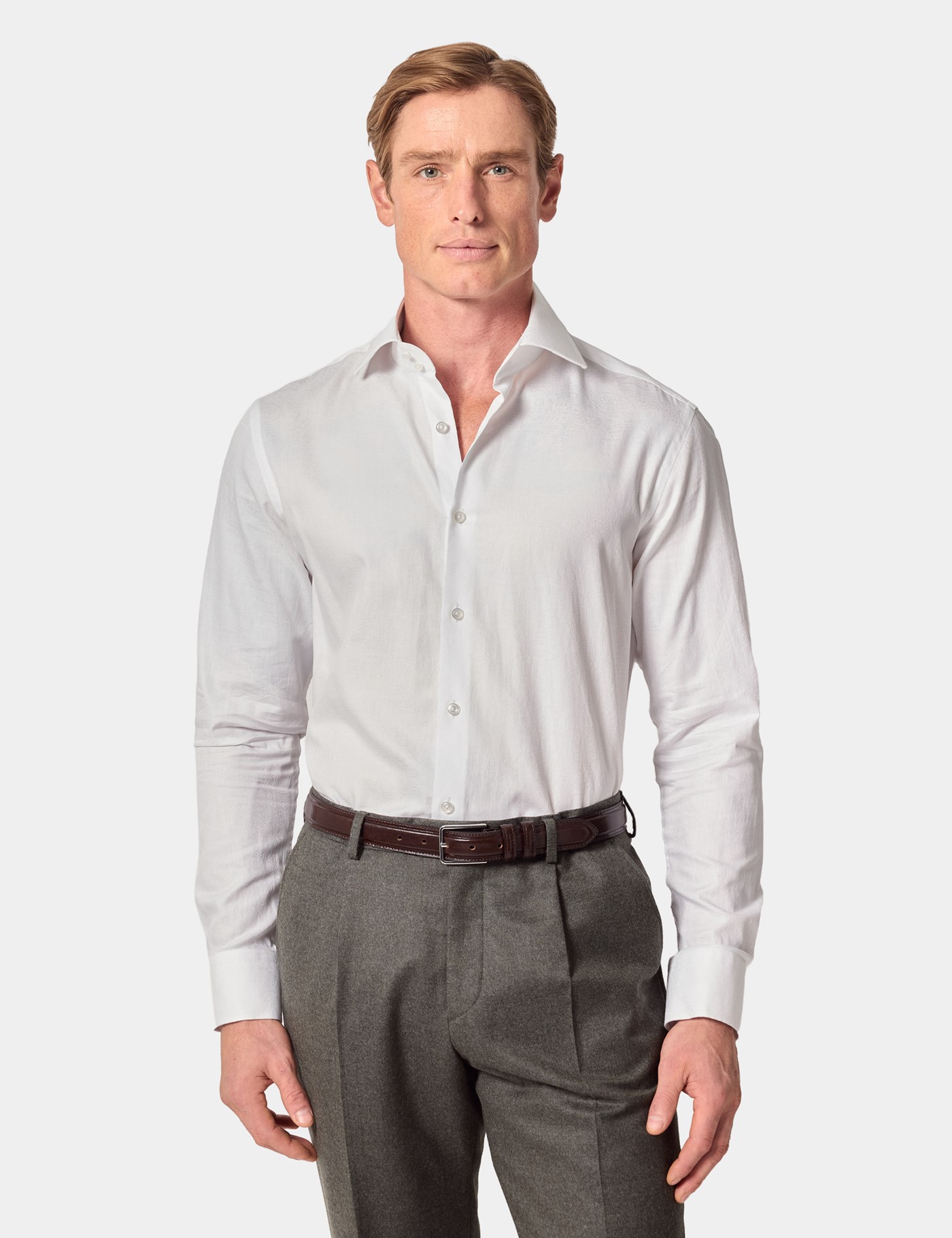 & Slim Fit Paisley Jacquard Shirt