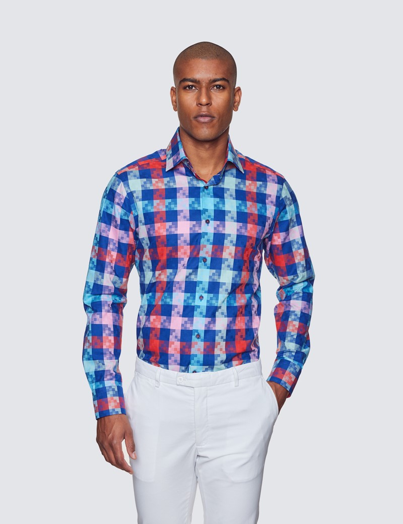 Hawes & Curtis Fitted Slim Shirt Blue 