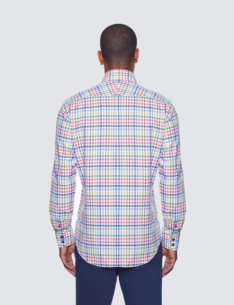 Curtis White & Red Self Dobby Relaxed Slim Fit Shirt - Low Collar