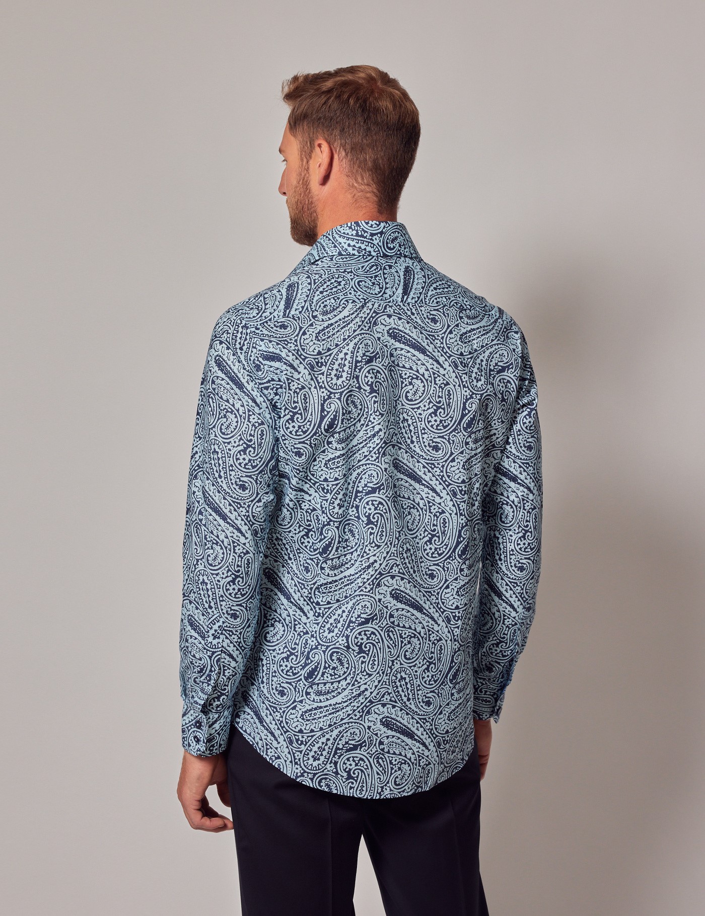 Men's Blue & Navy Paisley Slim Shirt