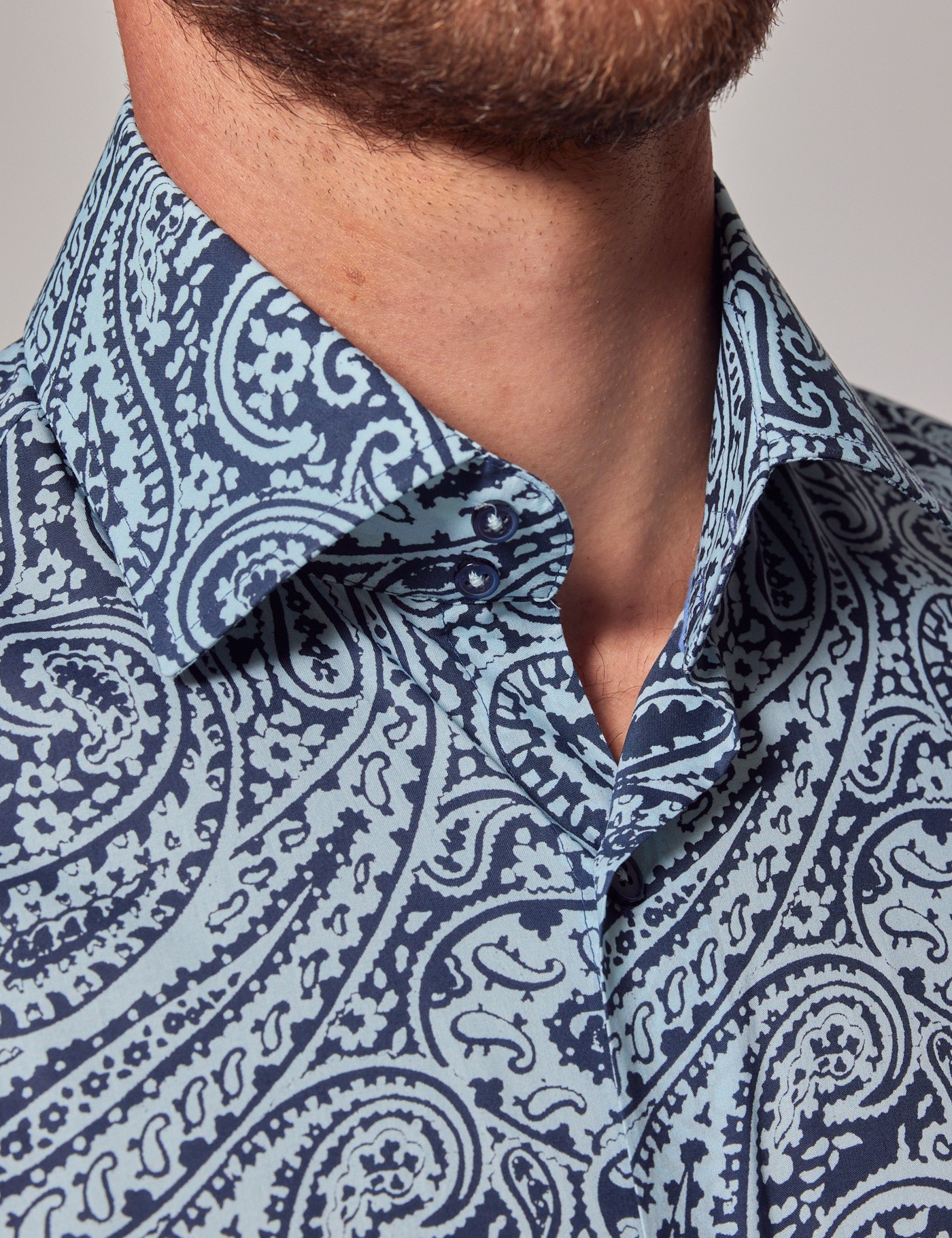 Men's Blue & Navy Paisley Slim Shirt