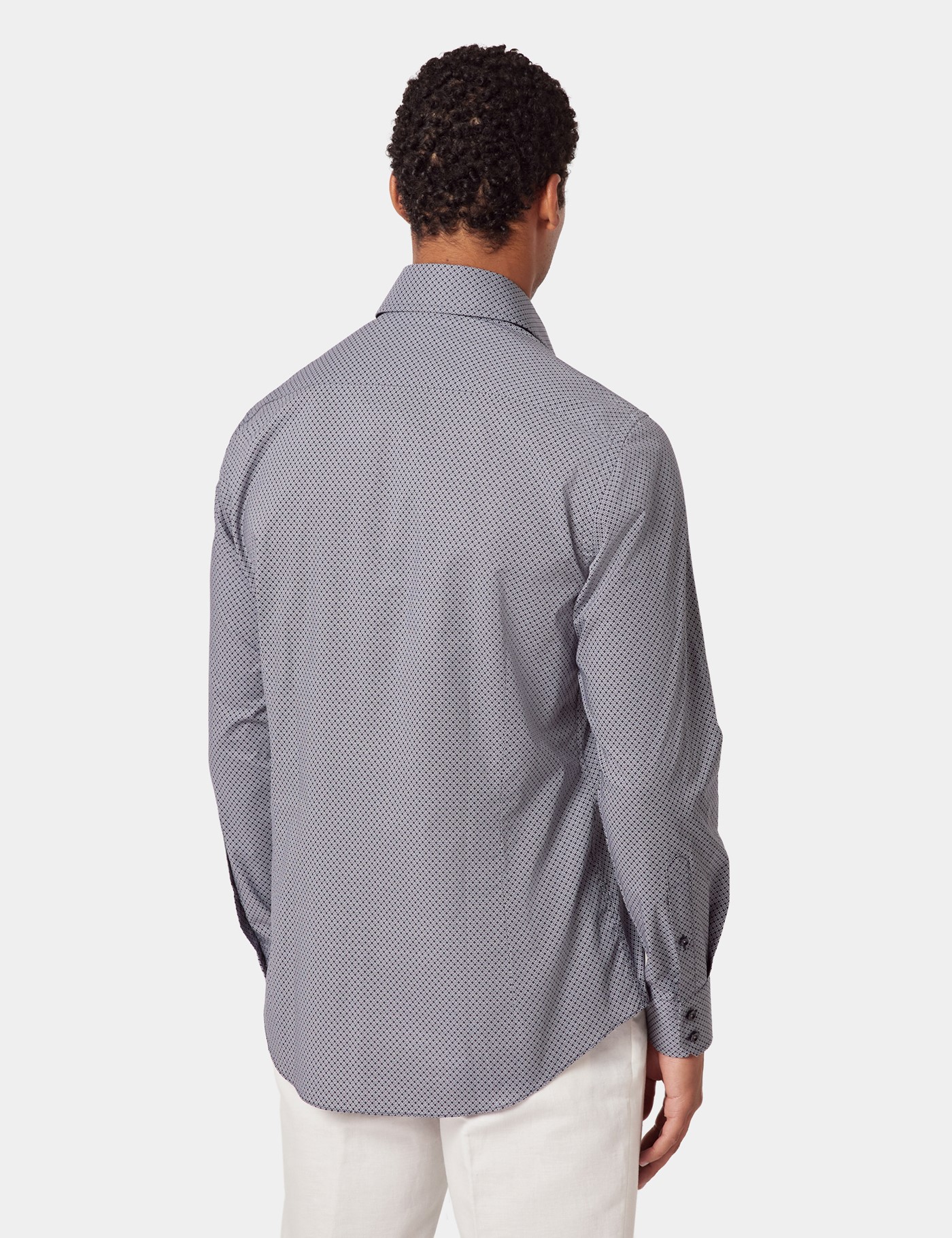 Hawes & Curtis Slim Fit Navy & White Geometric Curtis Shirt Size: XXXL image 4