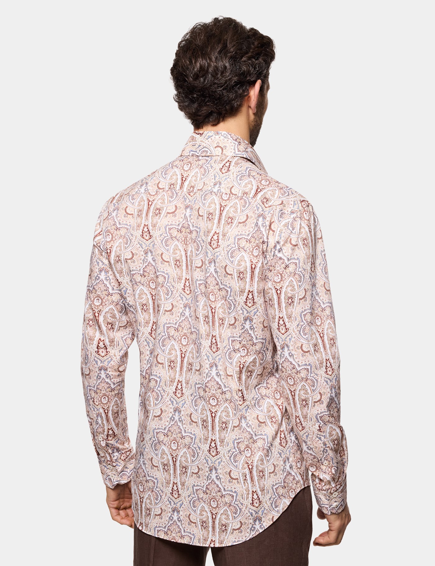 Hawes & Curtis Slim Fit White & Blue Paisley Curtis Shirt Size: XS image 3