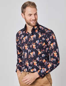 mens navy floral shirt