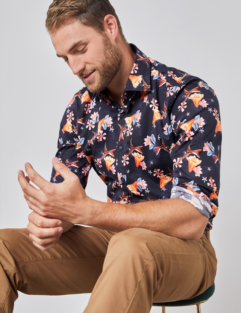 mens navy floral shirt