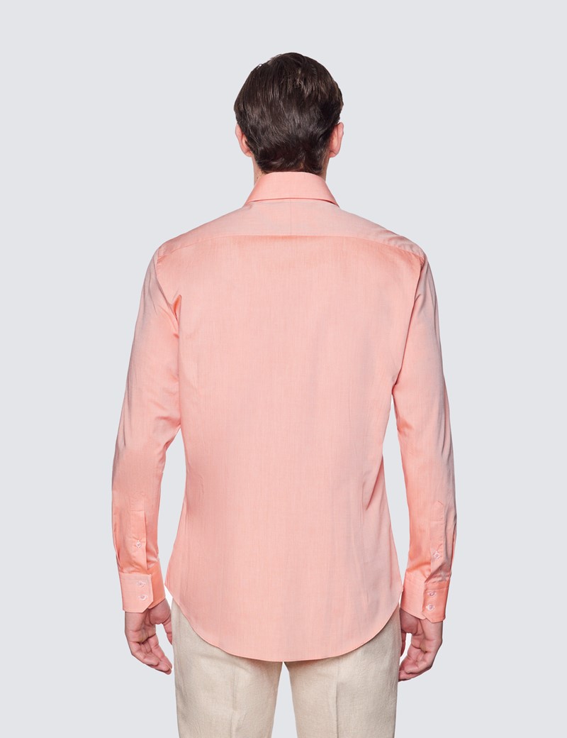 Men's Curtis Orange Relaxed Slim Fit Shirt With Contrast Detail - Low Collar