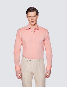 Men's Curtis Orange Relaxed Slim Fit Shirt With Contrast Detail - Low Collar
