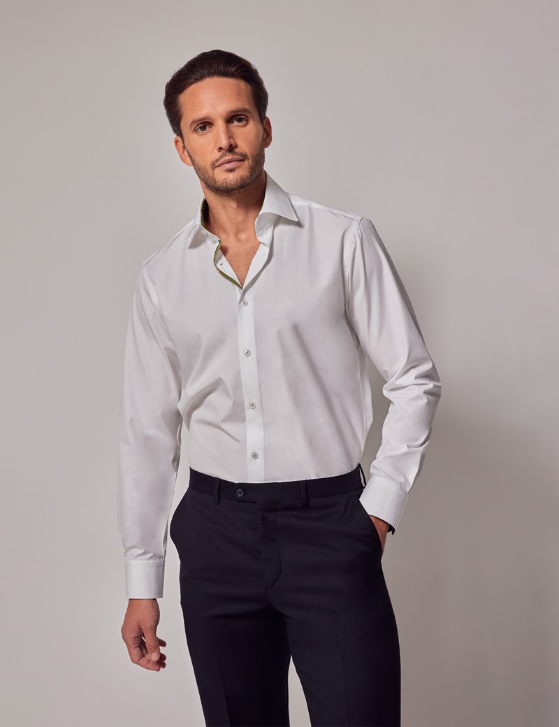 Men's White Slim Shirt - Mid-Collar | Hawes & Curtis