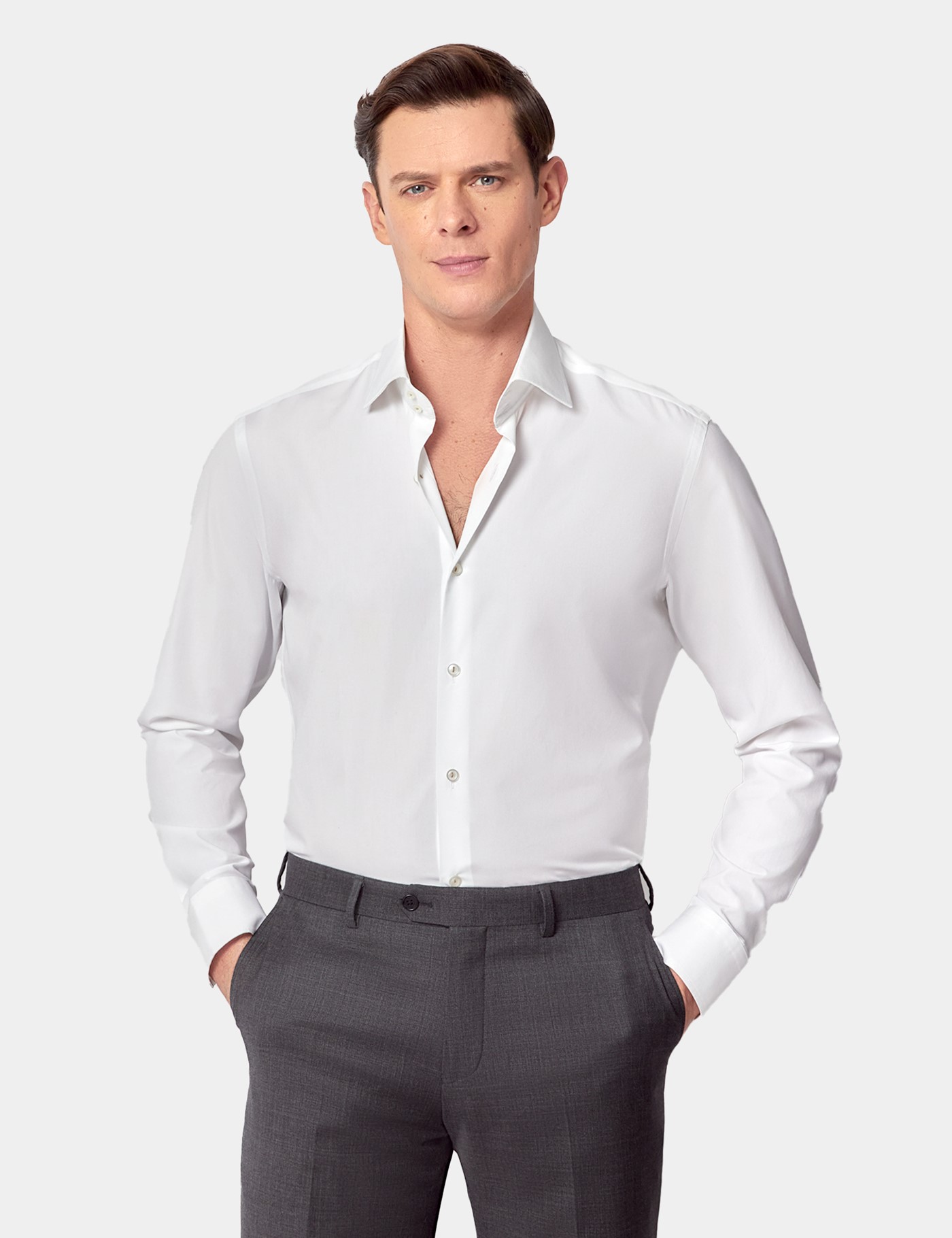 Hawes & Curtis Slim Fit White Curtis Shirt | Contrast Detail Size: XXL