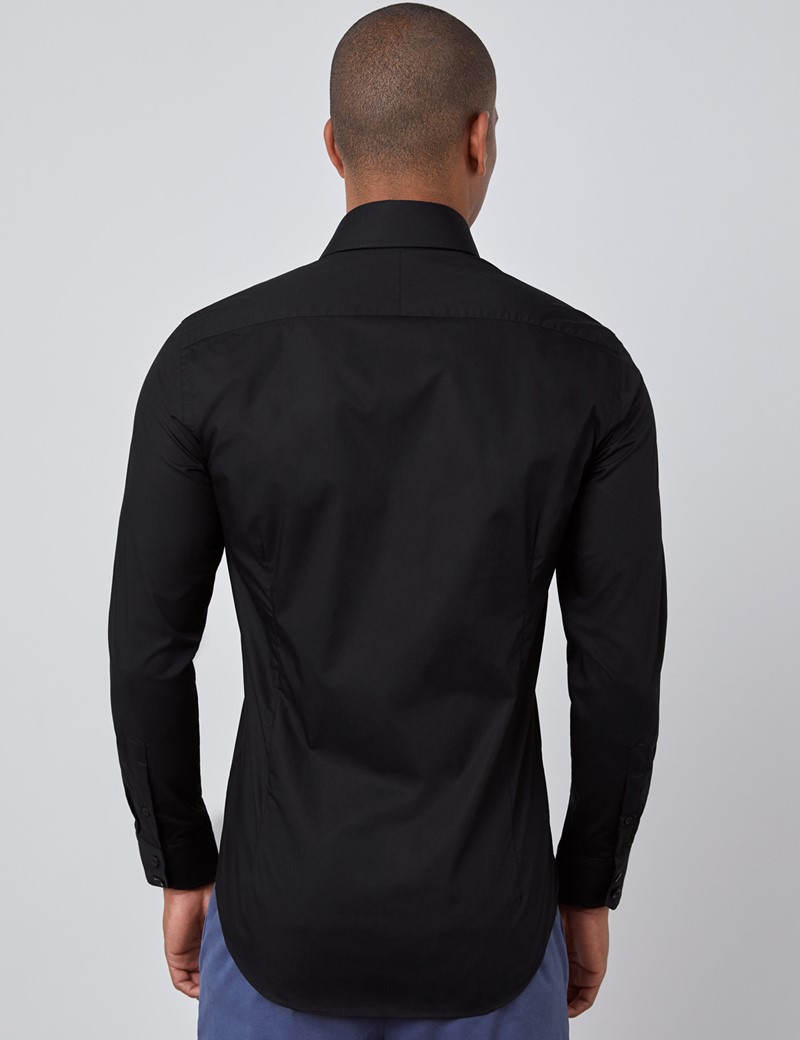 Men's Curtis Black Slim Fit Shirt - Single Cuff | Hawes & Curtis