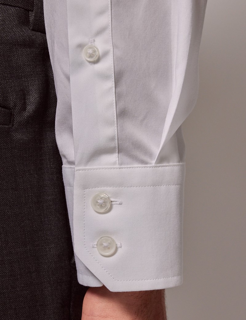 White Slim Shirt - Mid-Collar