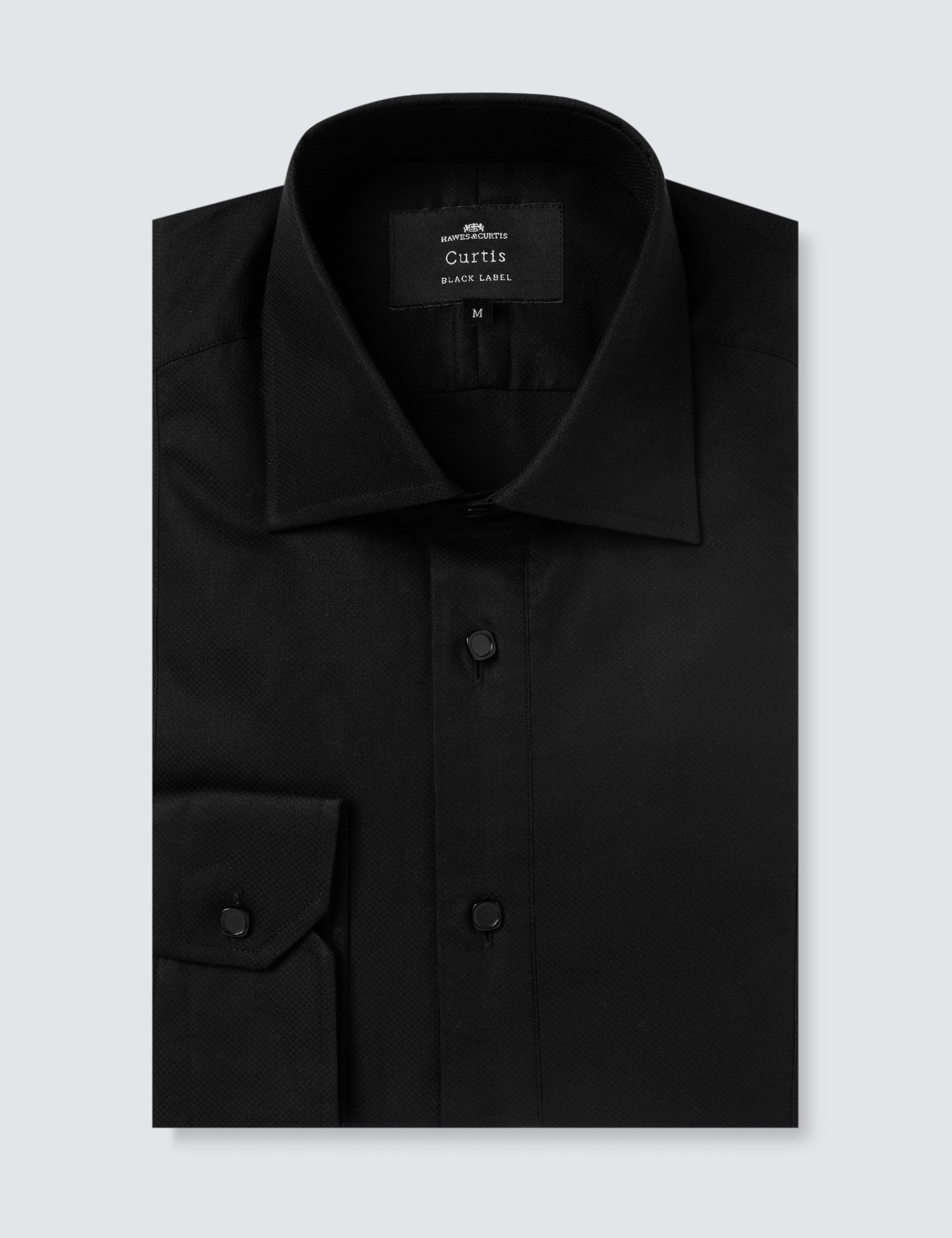 Men's Curtis Plain Black Poplin Relaxed Slim Fit Evening Shirt Hawes & Curtis