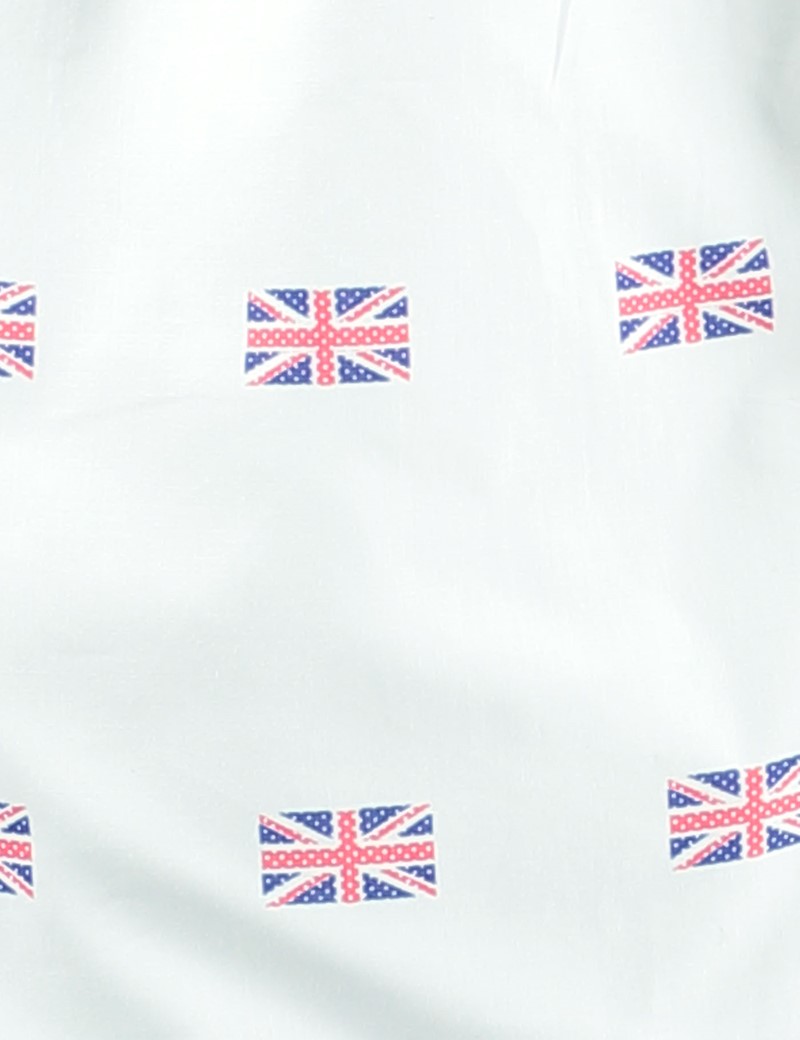 Men's White & Red Union Jack Cotton Boxer Shorts Hawes & Curtis