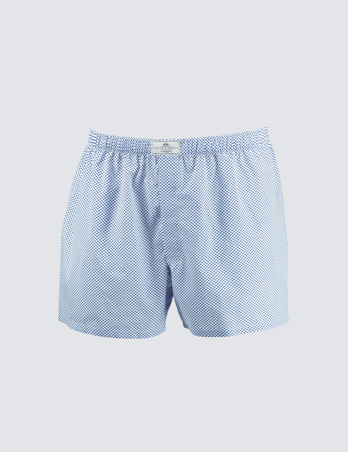 Men's Royal & White Spots Cotton Boxer Shorts Hawes & Curtis