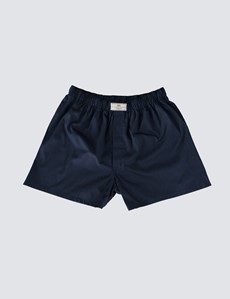 Men's Navy & White Pin Dot Cotton Boxer Shorts