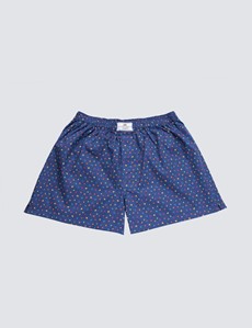 Men's Navy Geometric Print Cotton Boxer Shorts