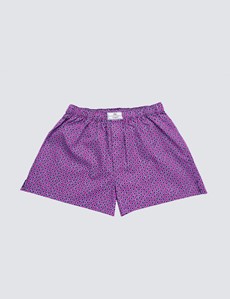 Men's Purple Geometric Print Cotton Boxer Shorts