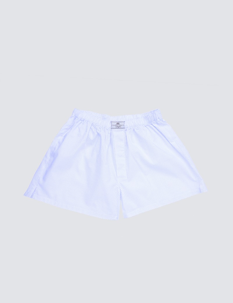 Men's Light Blue Geometric Print Cotton Boxer Shorts