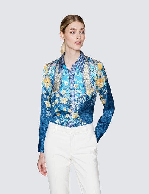 floral silk shirt womens
