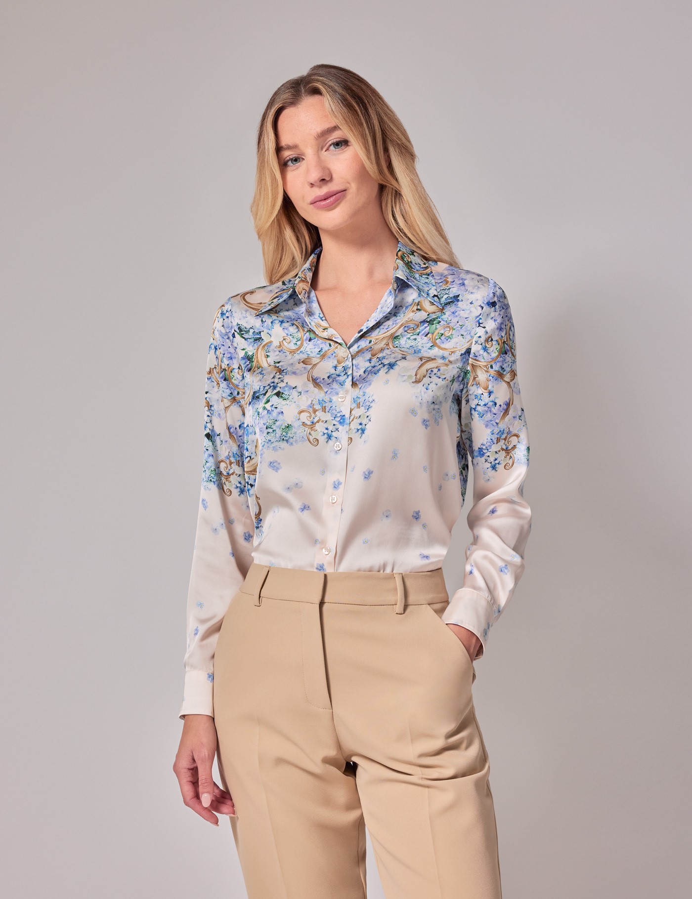 Longline Satin Blouse With Neck Tie - Buy Fashion Wholesale in The UK