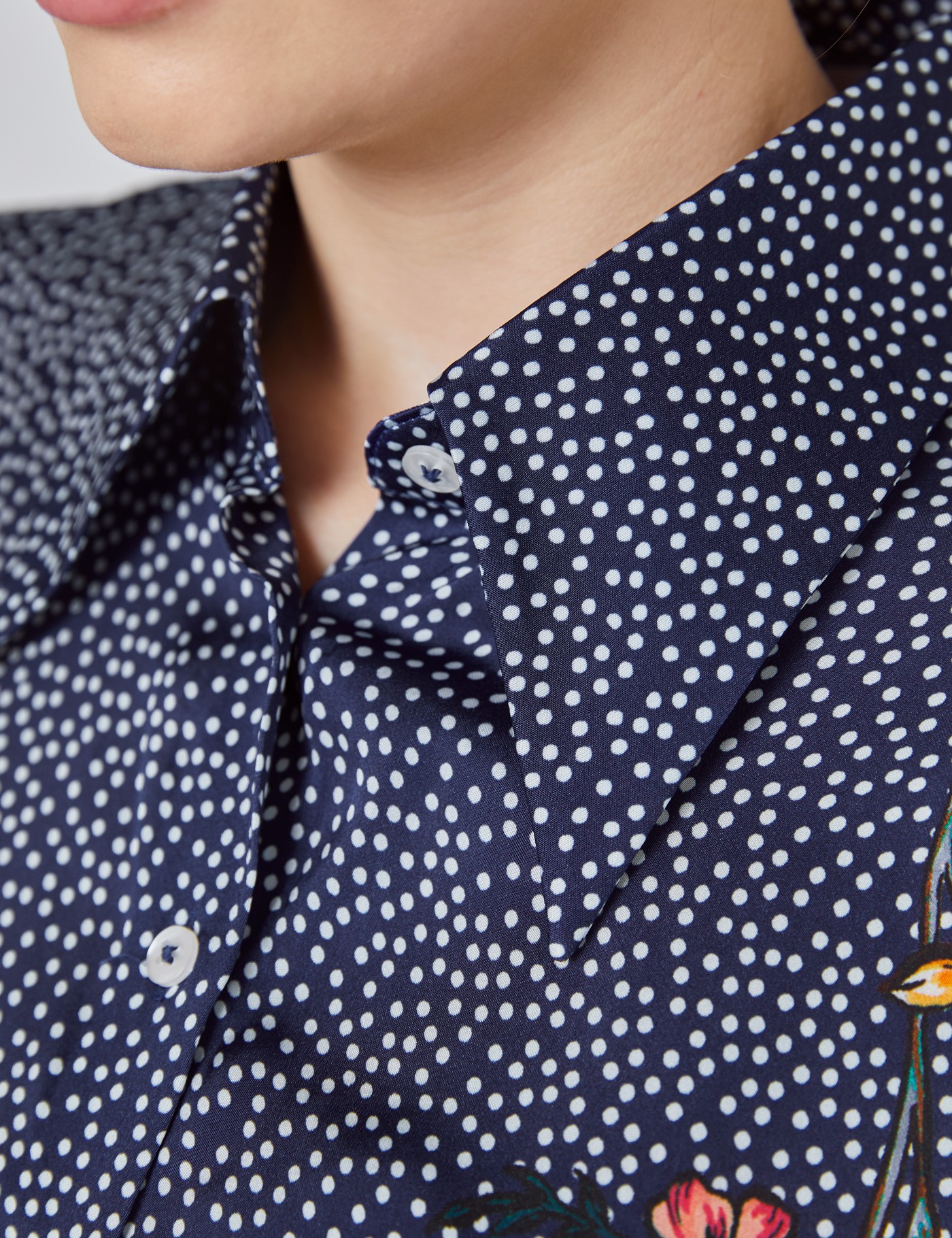 navy spotted blouse