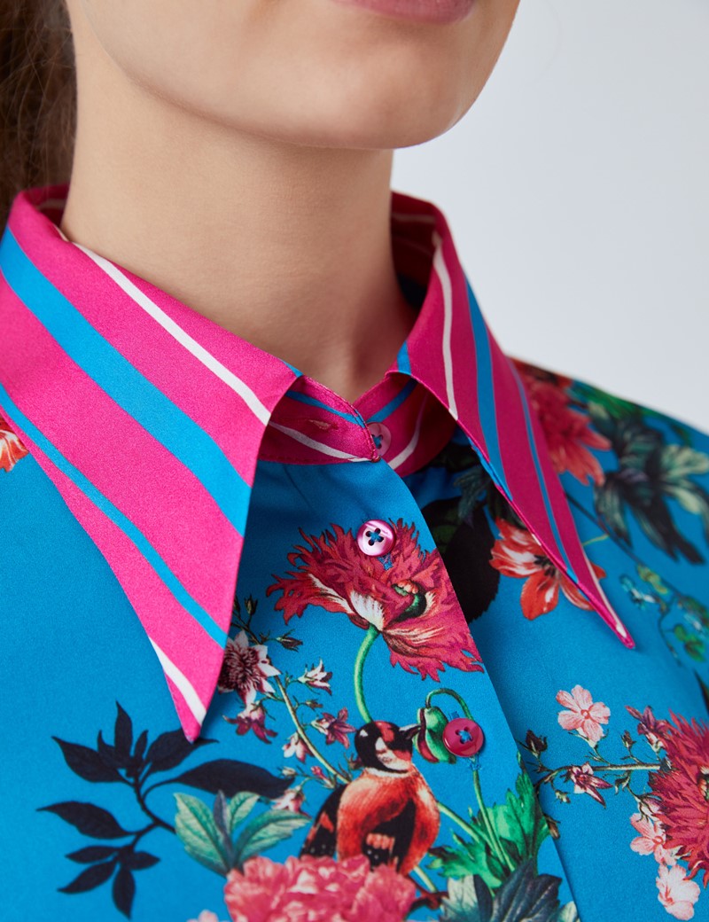 turquoise satin blouse