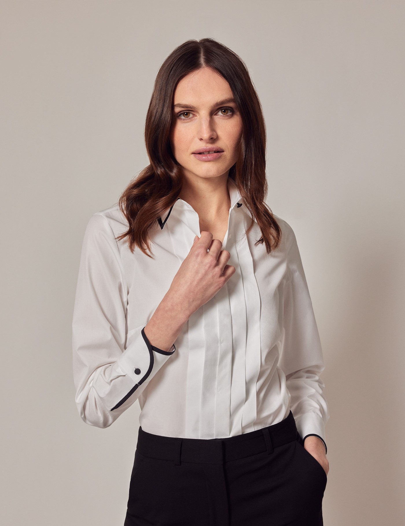 White Pleated Boutique Shirt | Hawes and Curtis