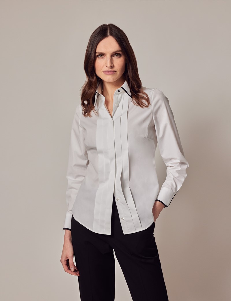 White Pleated Boutique Shirt | Hawes and Curtis