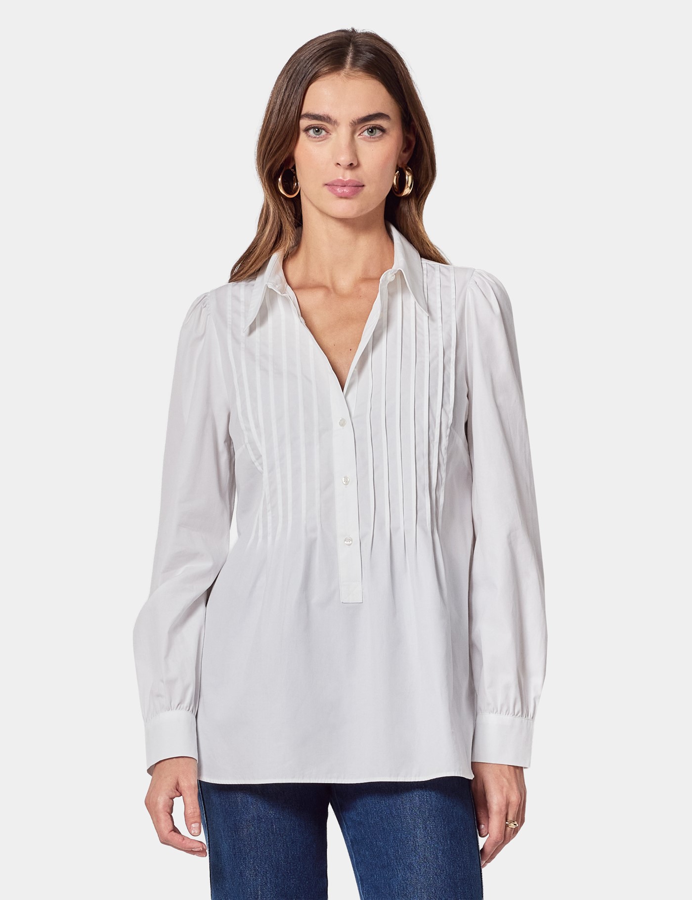 & Pintucked Cotton Shirt