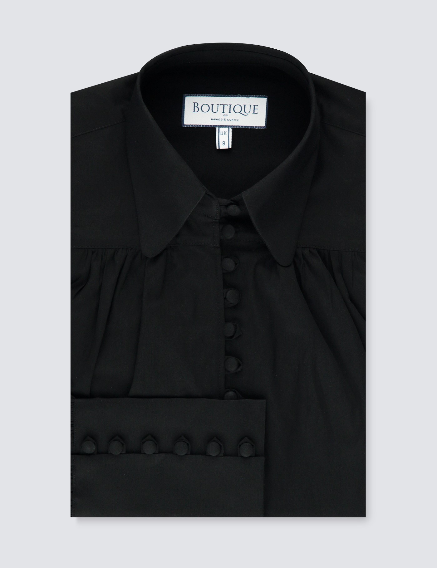 Image of Women's Boutique Semi-Fitted Button Loop Shirt in Black Size  Hawes & Curtis