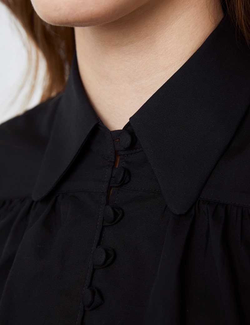 Women’s Boutique Semi Fitted Button Loop Shirt in Black | Hawes ...