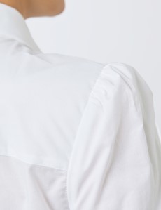 Women’s Boutique Semi Fitted Button Loop Shirt in White | Hawes & Curtis