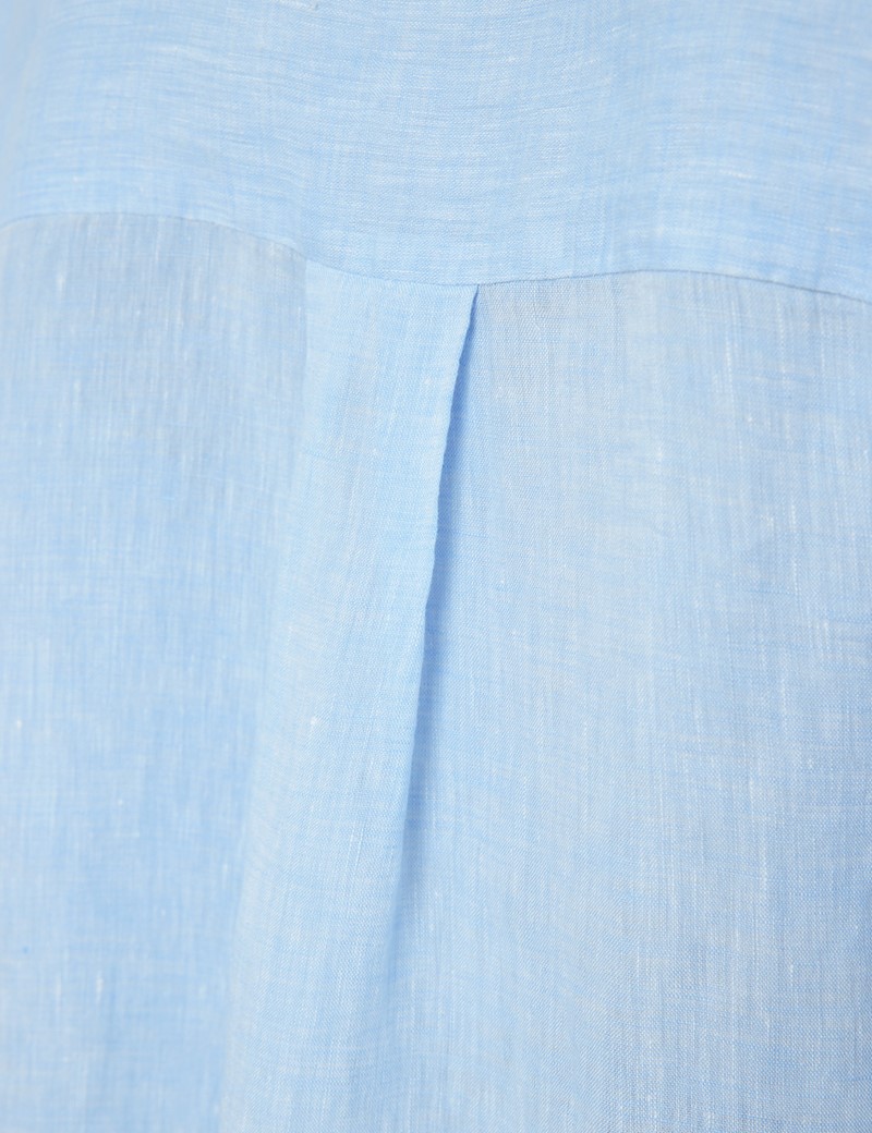 Linen Women's Boyfriend Shirt in Light Blue | Hawes & Curtis